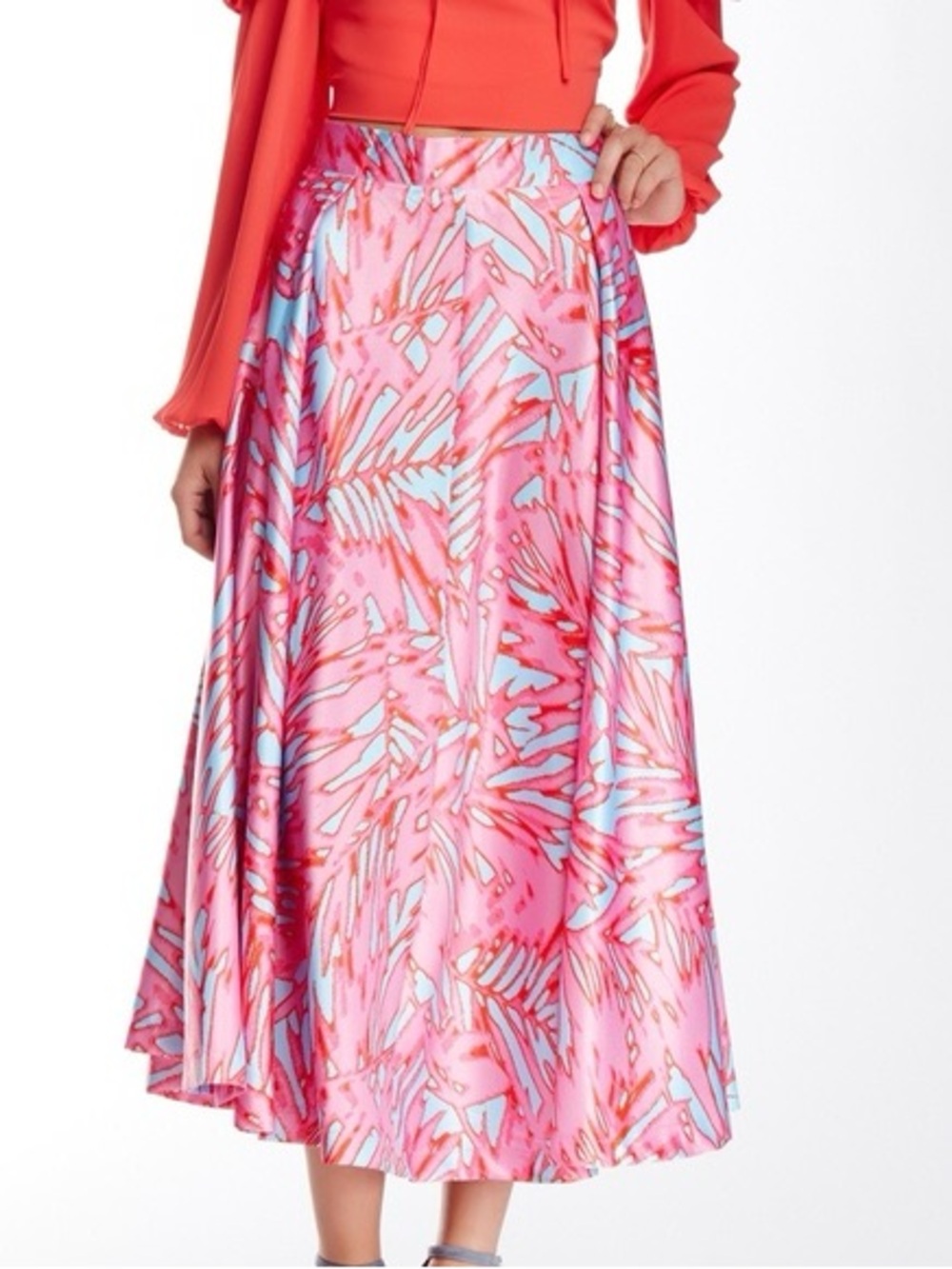 Nwot Romeo & Juliet Couture Pink and Light Blue Printed Maxi Skirt